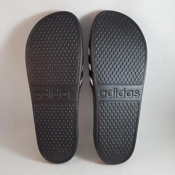 NEW Mens Sz 12 Adilette Aqua Slides - Black / White - Picture 7 of 9